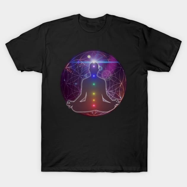 New Age Flower of Life Chakra Meditation T-Shirt by Bluepress